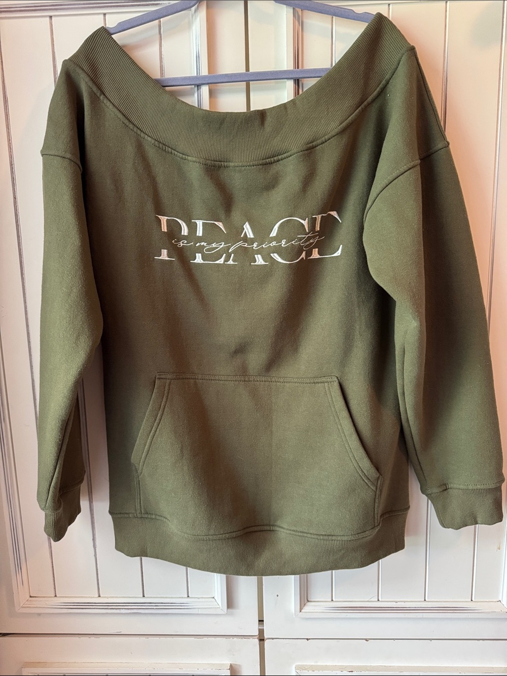 Olive Green Off-Shoulder Pullover